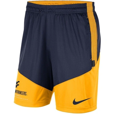 Shop Nike Navy/gold West Virginia Mountaineers Team Performance Knit Shorts