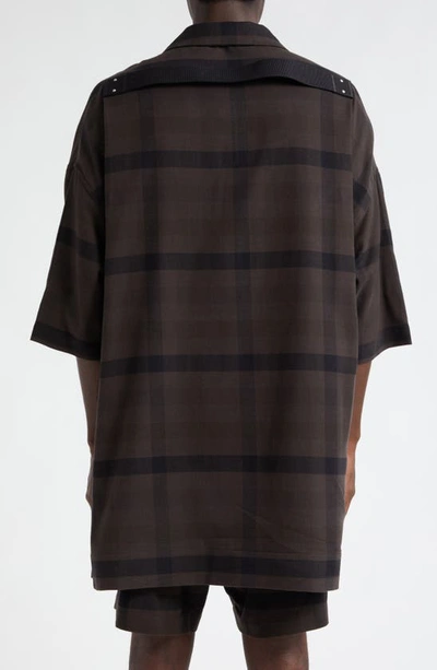 Shop Rick Owens Magnum Tommy Oversize Plaid Wool Button-up Shirt In Dark Dust Plaid