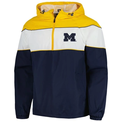 Shop G-iii Sports By Carl Banks Navy Michigan Wolverines Center Line Half-zip Raglan Hoodie Jacket