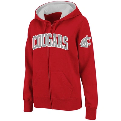 Shop Colosseum Stadium Athletic Crimson Washington State Cougars Arched Name Full-zip Hoodie In Cardinal