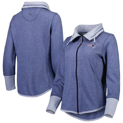 Shop Tommy Bahama Heathered Navy New England Patriots Sport Sun Fade Full-zip Sweatshirt In Heather Navy