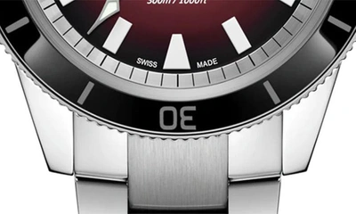 Rado Men's Swiss Automatic Captain Cook Stainless Steel Bracelet Watch 42mm In Red