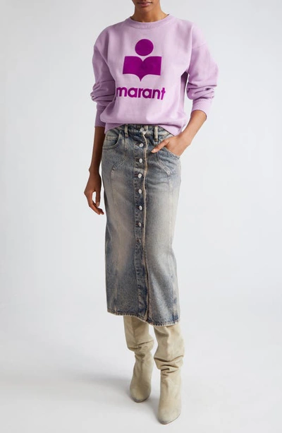 Shop Isabel Marant Étoile Mobyli Logo Cotton Sweatshirt In Lilac/ Purple