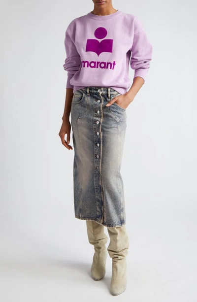 Isabel Marant Étoile Mobyli Logo Cotton Sweatshirt In Lilac/ Purple