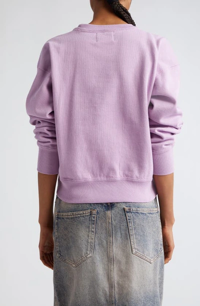 Shop Isabel Marant Étoile Mobyli Logo Cotton Sweatshirt In Lilac/ Purple