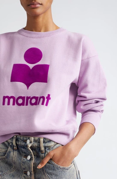 Shop Isabel Marant Étoile Mobyli Logo Cotton Sweatshirt In Lilac/ Purple