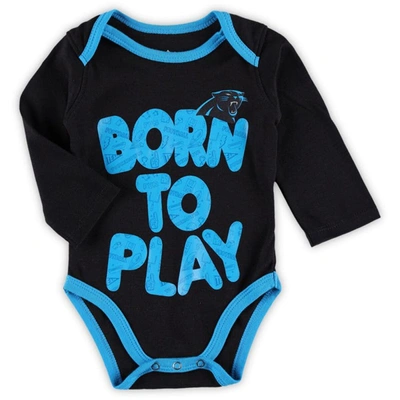 Shop Outerstuff Newborn & Infant Black/heathered Gray Carolina Panthers Born To Win Two-pack Long Sleeve Bodysuit Se