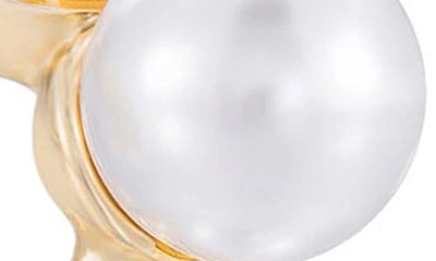 Ettika Five-point Imitation Pearl Huggie Hoop Earrings In Gold