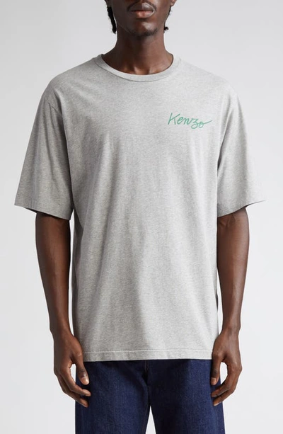 Shop Kenzo With Love Cotton Graphic T-shirt In Pearl Grey
