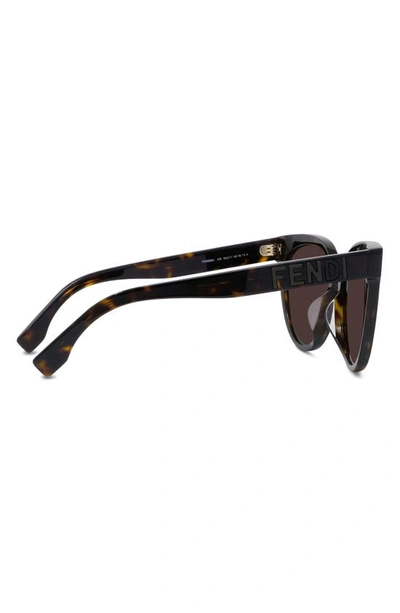 Shop Fendi The  Lettering 56mm Cat Eye Sunglasses In Dark Havana / Brown
