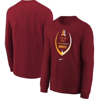 Shop Nike Youth  Burgundy Washington Commanders Icon Long Sleeve T-shirt
