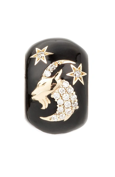 Shop Adina Reyter Zodiac Ceramic & Diamond Bead Charm In Yellow Gold / Capricorn