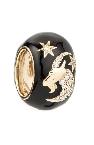 Shop Adina Reyter Zodiac Ceramic & Diamond Bead Charm In Yellow Gold / Capricorn