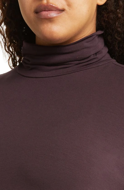 Shop Eileen Fisher Scrunch Neck Long Sleeve Tunic T-shirt In Cassis