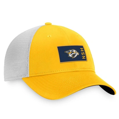 Shop Fanatics Branded Gold/white Nashville Predators Authentic Pro Rink Trucker Snapback Hat