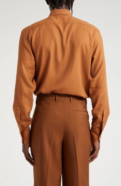 Zegna Cashco Regular Fit Button Down Shirt In Vicuna