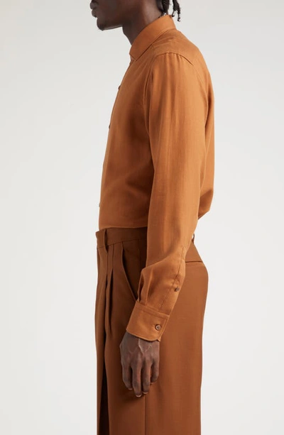 Zegna Cashco Regular Fit Button Down Shirt In Vicuna