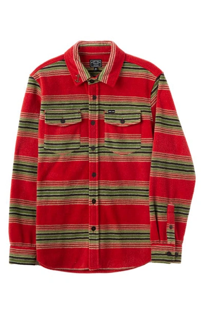 Shop Dark Seas Plaid Fleece Button-up Shirt In Red
