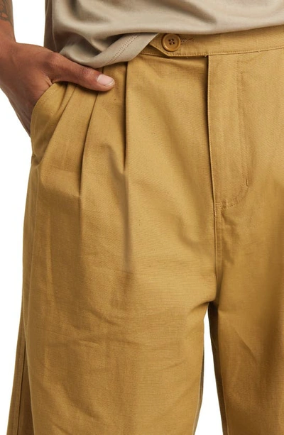 Shop Checks Triple Pleat Cotton Ripstop Pants In Biscuit