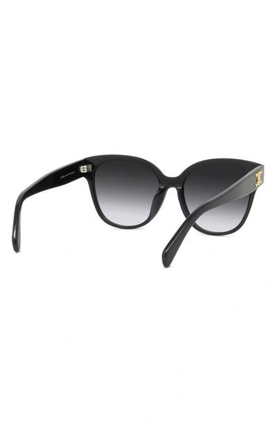 Shop Celine 58mm Gradient Cat Eye Sunglasses In Shiny Black / Gradient Blue