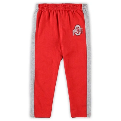 Shop Outerstuff Infant Heathered Gray/scarlet Ohio State Buckeyes Little Kicker Long Sleeve Bodysuit And Sweatpants  In Heather Gray