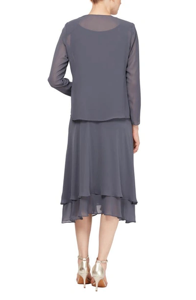 Sl Fashions Slny Beaded Detail Chiffon Dress With Jacket In Ste