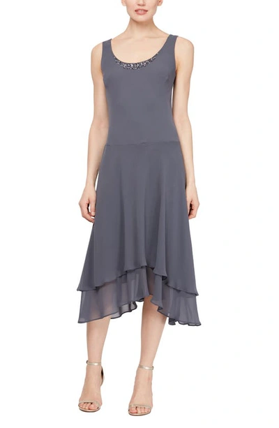 Sl Fashions Slny Beaded Detail Chiffon Dress With Jacket In Ste