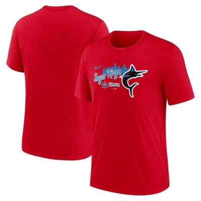 Shop Nike Red Miami Marlins City Connect Tri-blend T-shirt