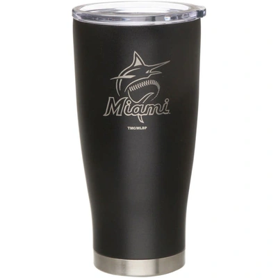 Shop The Memory Company Miami Marlins 20oz. Etched Team Logo Tumbler In Black