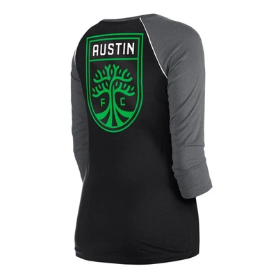Shop New Era Black Austin Fc Athletic Raglan 3/4-sleeve T-shirt