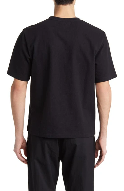 Wax London Dean Boxy Textured Organic Cotton T-shirt In Black