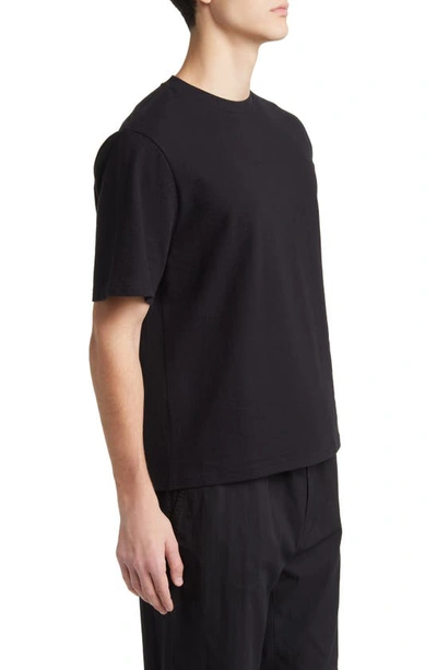 Wax London Dean Boxy Textured Organic Cotton T-shirt In Black