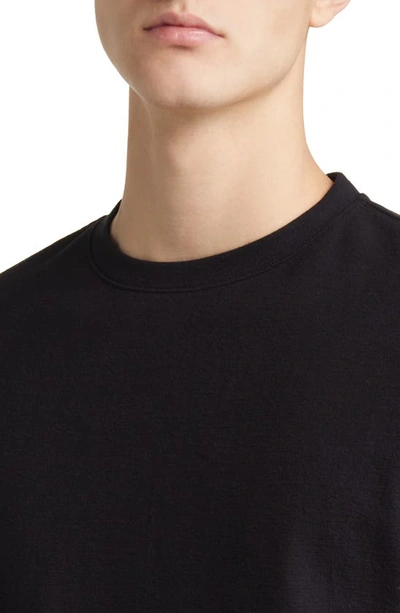 Wax London Dean Boxy Textured Organic Cotton T-shirt In Black