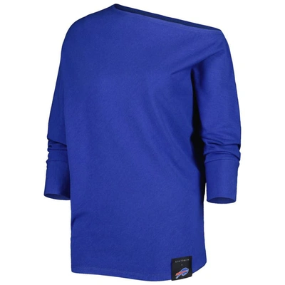 Shop Kiya Tomlin Royal Buffalo Bills Twisted Tri-blend Asymmetrical 3/4-dolman Sleeve Sweatshirt