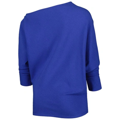 Shop Kiya Tomlin Royal Buffalo Bills Twisted Tri-blend Asymmetrical 3/4-dolman Sleeve Sweatshirt