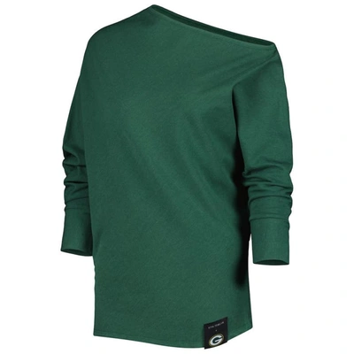 Shop Kiya Tomlin Green Green Bay Packers Twisted Tri-blend Asymmetrical 3/4-dolman Sleeve Sweatshirt