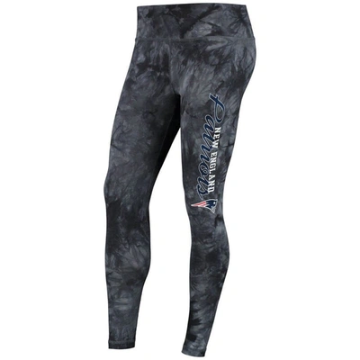 Concepts Sport Black New England Patriots Burst Tie Dye Leggings In Black