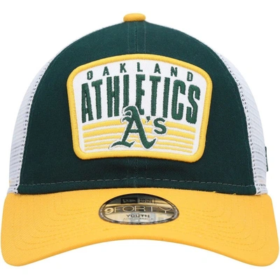 Shop New Era Youth  Green Oakland Athletics Patch Trucker 9forty Snapback Hat