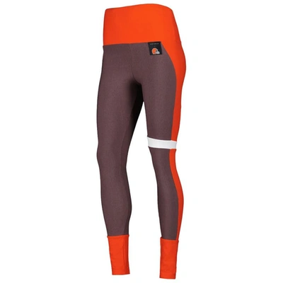 Shop Kiya Tomlin Brown/orange Cleveland Browns Colorblock Tri-blend Leggings
