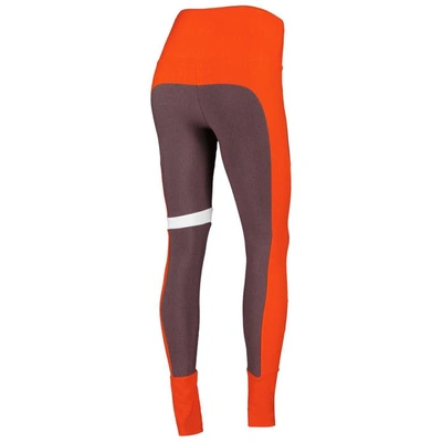 Shop Kiya Tomlin Brown/orange Cleveland Browns Colorblock Tri-blend Leggings
