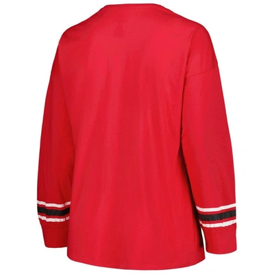 Shop Profile Red Wisconsin Badgers Plus Size Triple Script Scoop Neck Long Sleeve T-shirt