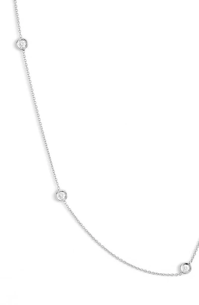 Shop Roberto Coin Diamond Station Necklace In White Gold