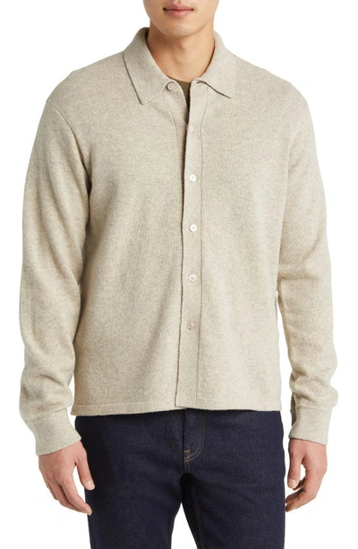 Shop Buck Mason Heritage Merino Wool Button-up Sweater In Warm Heather Oat