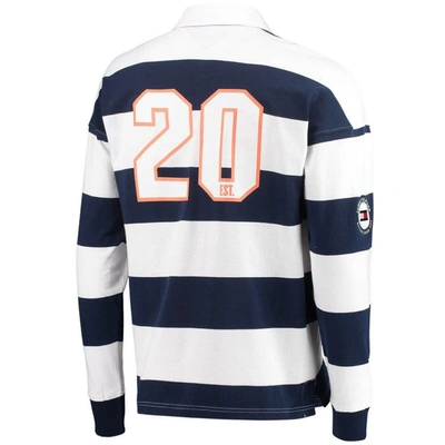 Shop Tommy Hilfiger Navy/white Chicago Bears Varsity Stripe Rugby Long Sleeve Polo