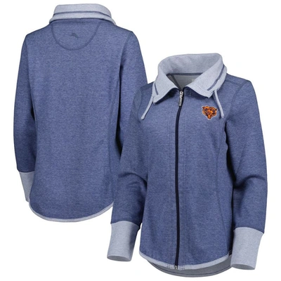 Shop Tommy Bahama Heathered Navy Chicago Bears Sport Sun Fade Full-zip Sweatshirt In Heather Navy