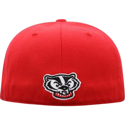 Shop Top Of The World Red Wisconsin Badgers Team Color Fitted Hat