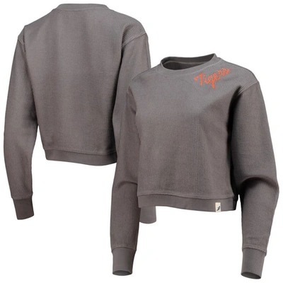 Shop League Collegiate Wear Charcoal Clemson Tigers Corded Timber Cropped Pullover Sweatshirt