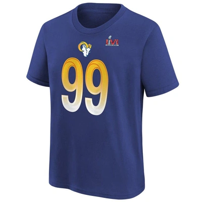 Shop Nike Youth  Aaron Donald Royal Los Angeles Rams Super Bowl Lvi Name & Number T-shirt