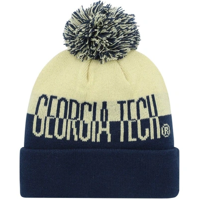 Shop Adidas Originals Adidas Navy/gold Georgia Tech Yellow Jackets Colorblock Cuffed Knit Hat With Pom