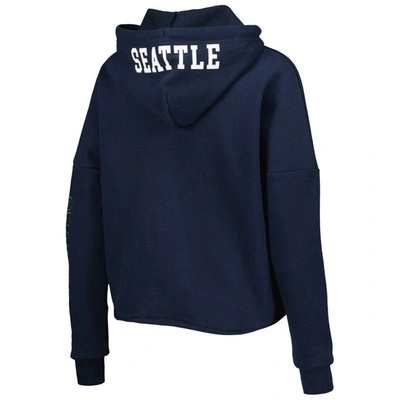 Shop New Era College Navy Seattle Seahawks Foil Sleeve Pullover Hoodie
